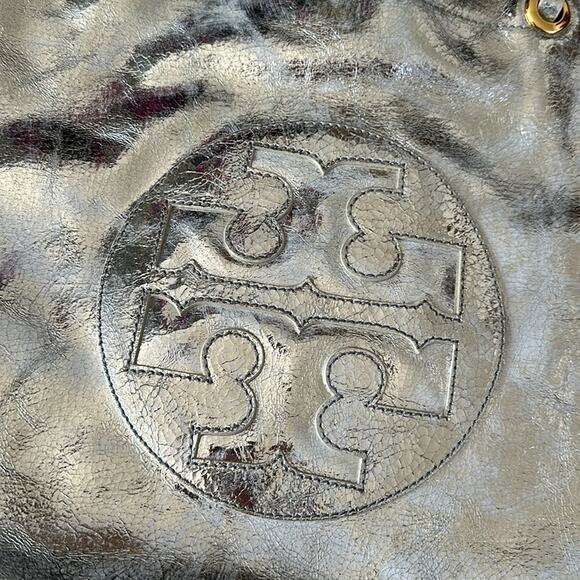 Tory Burch Metallic Silver logo T tote Shoulder Bag. - Picture 2 of 16